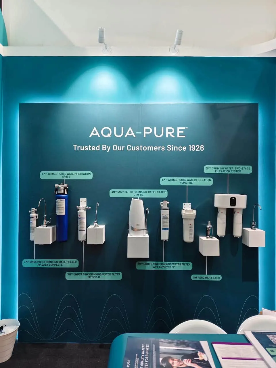 Aqua-Pure product presentation wall at ARCHIDEX 2026